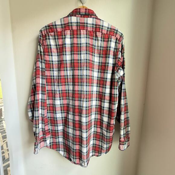 L.L. Bean Men’s Tall Flannel Shirt Red Plaid Button Down L Large USA - Picture 2 of 4